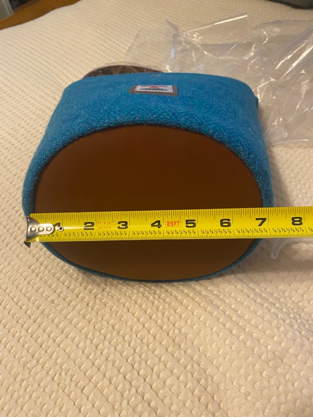 Harris Tweed Teal Wool Bucket Bag - Picture 11 of 12